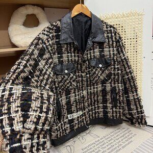 Black Tweed Jacket with Satin Trim